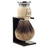 Parker White & Chrome Pure Badger Shaving Brush & Stand 22mm