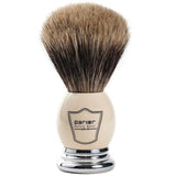 Parker White & Chrome Pure Badger Shaving Brush & Stand 22mm