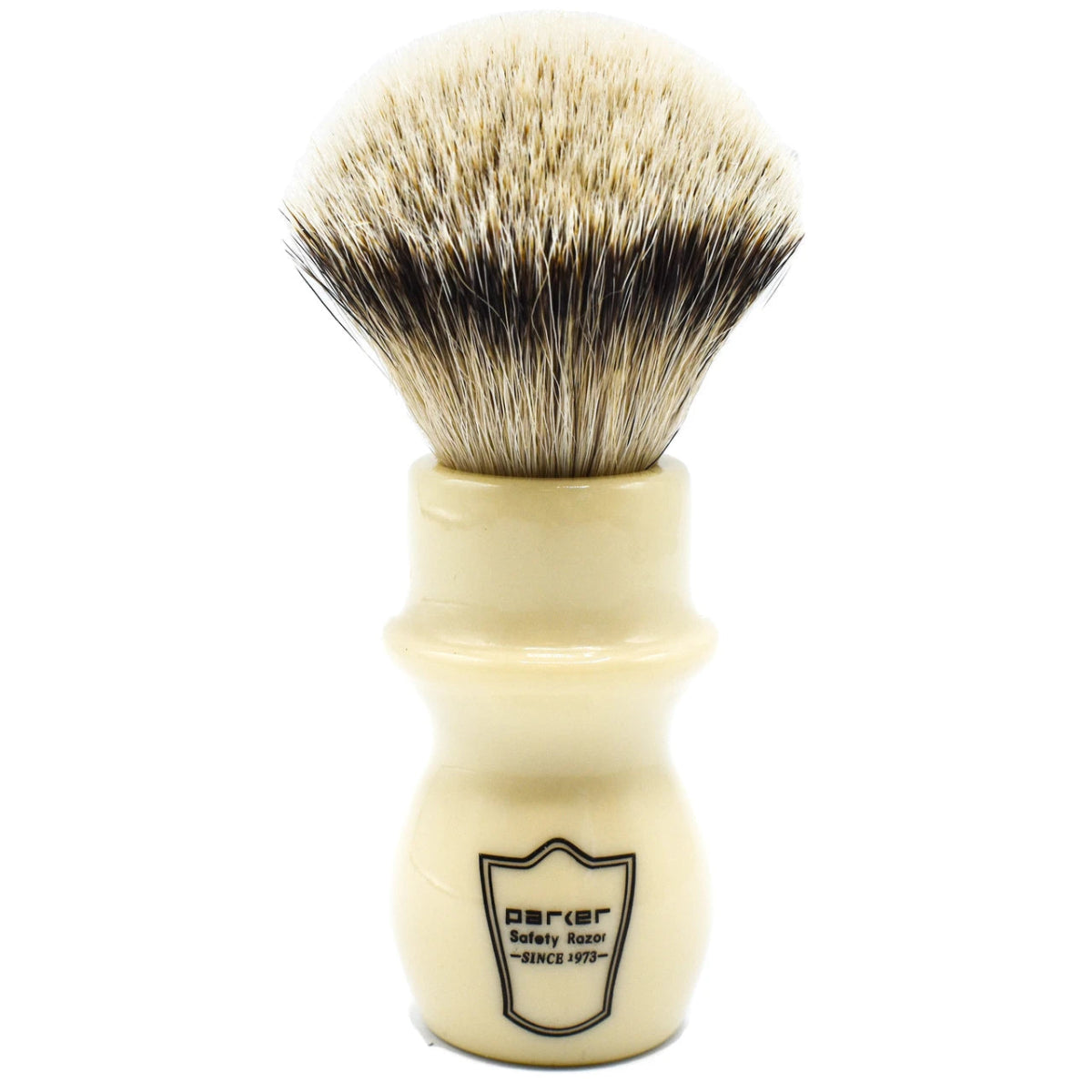 Parker White Long Handle Silvertip Badger Shaving Brush & Stand 22mm