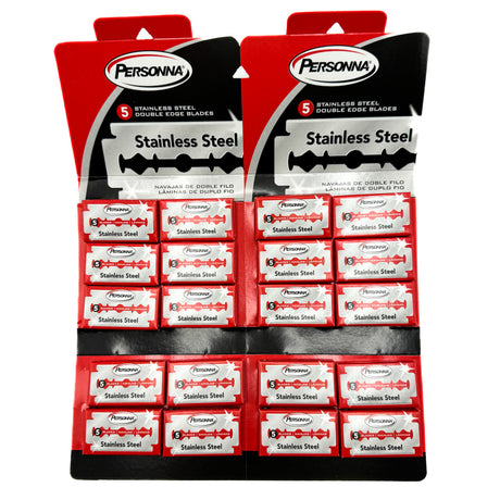 Personna - RED Stainless Steel Double Edge Razor Blades - Pack of 100 Blades