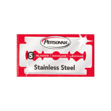 Personna - RED Stainless Steel Double Edge Razor Blades - Pack of 5 Blades