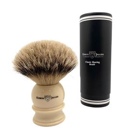 Pre-Owned - Edwin Jagger - 5EJ467 English Shaving Brush, Imitation Ivory with Silver Tip Badger, Extra Large