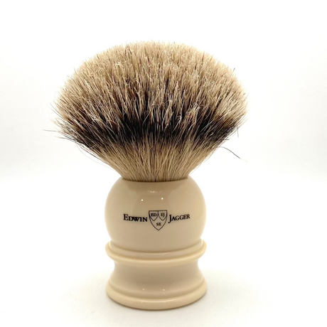 Pre-Owned - Edwin Jagger - 5EJ467 English Shaving Brush, Imitation Ivory with Silver Tip Badger, Extra Large