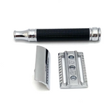 Pre-Owned Edwin Jagger Double Edge Safety Razor Black Chrome 3D Laser Diamond Grip Handle