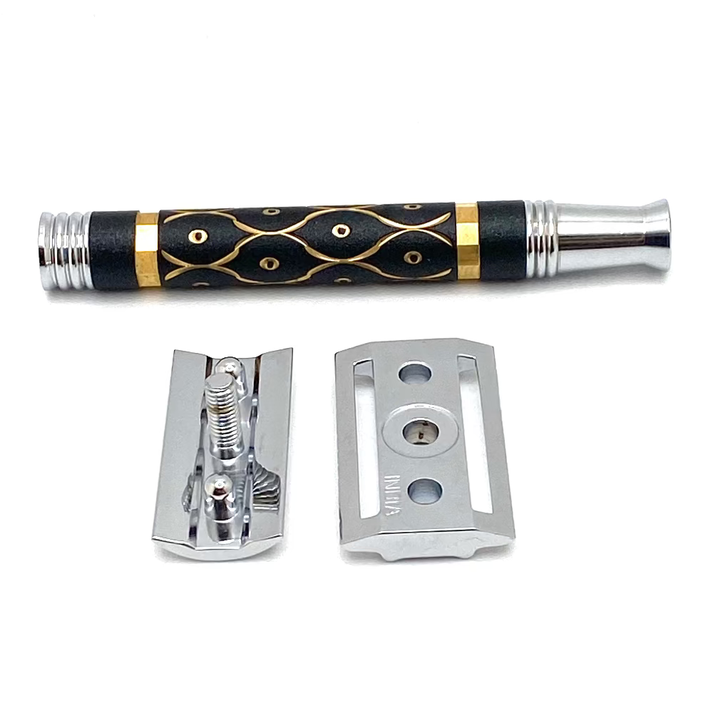 Pre-Owned Parker 65R Gray And Gold Super Heavyweight Safety Razor