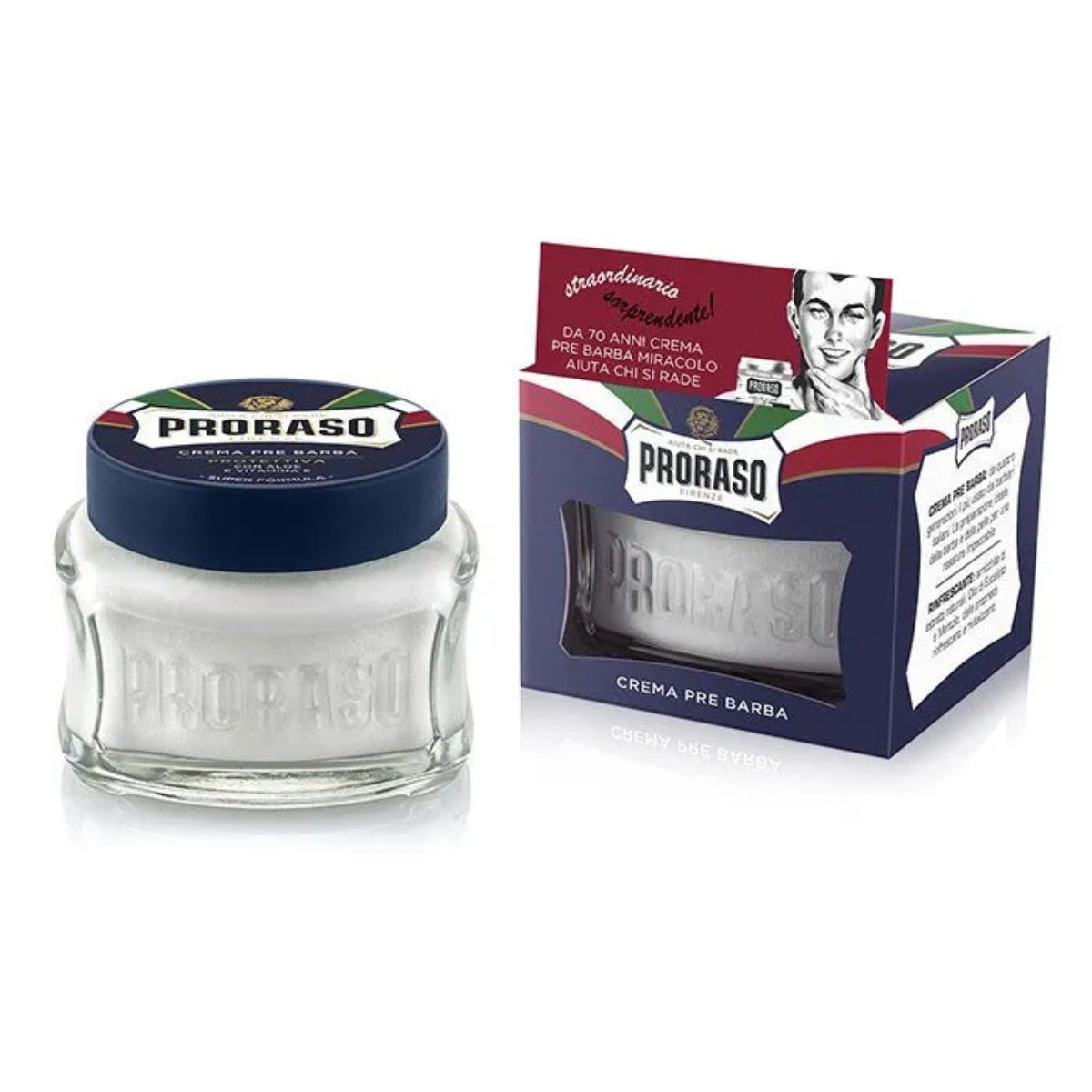 Proraso Blue Aloe Vera & Vitamin E Pre-Shave Cream Glass Jar 100ml