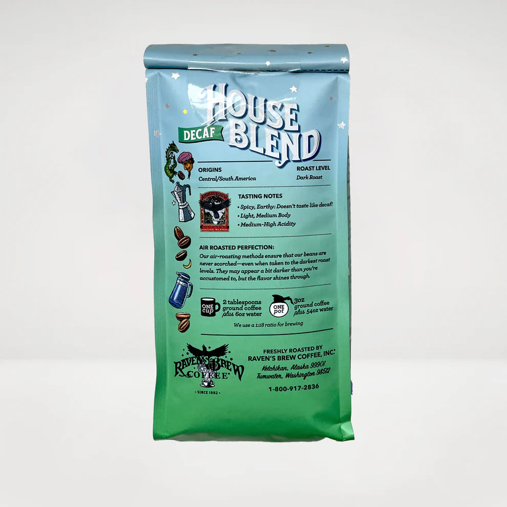 Raven's Brew Decaf Organic Raven’s Brew® House Blend Coffee Whole Bean Coffee 12oz