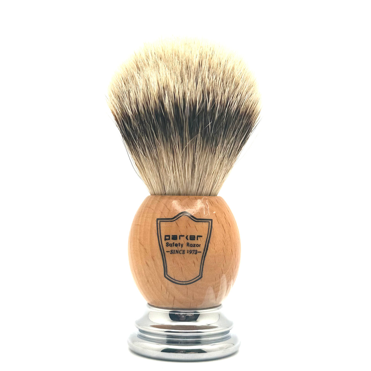 Scratch and Dent Parker Olivewood Handle Silvertip Badger Shaving Brush and Stand