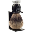 Scratch & Dent Parker Black & Chrome Handle Pure Badger Shaving Brush and Stand
