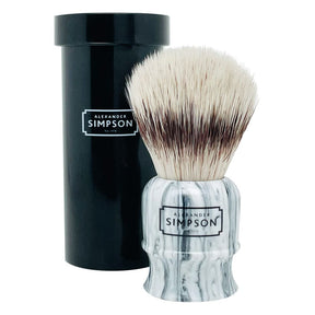 Simpson - Highbury - Synthetic Shaving Brush with Travel Tube - Grey Italian Marble Small