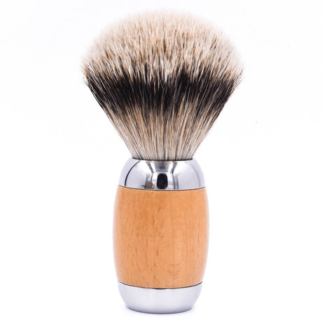 Taconic Shave Wood & Chrome Handle Silvertip Badger Shave Brush & Stand