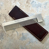 Taconic Shave Premium Stainless Steel Pocket Comb and Leather Case Made in USA
