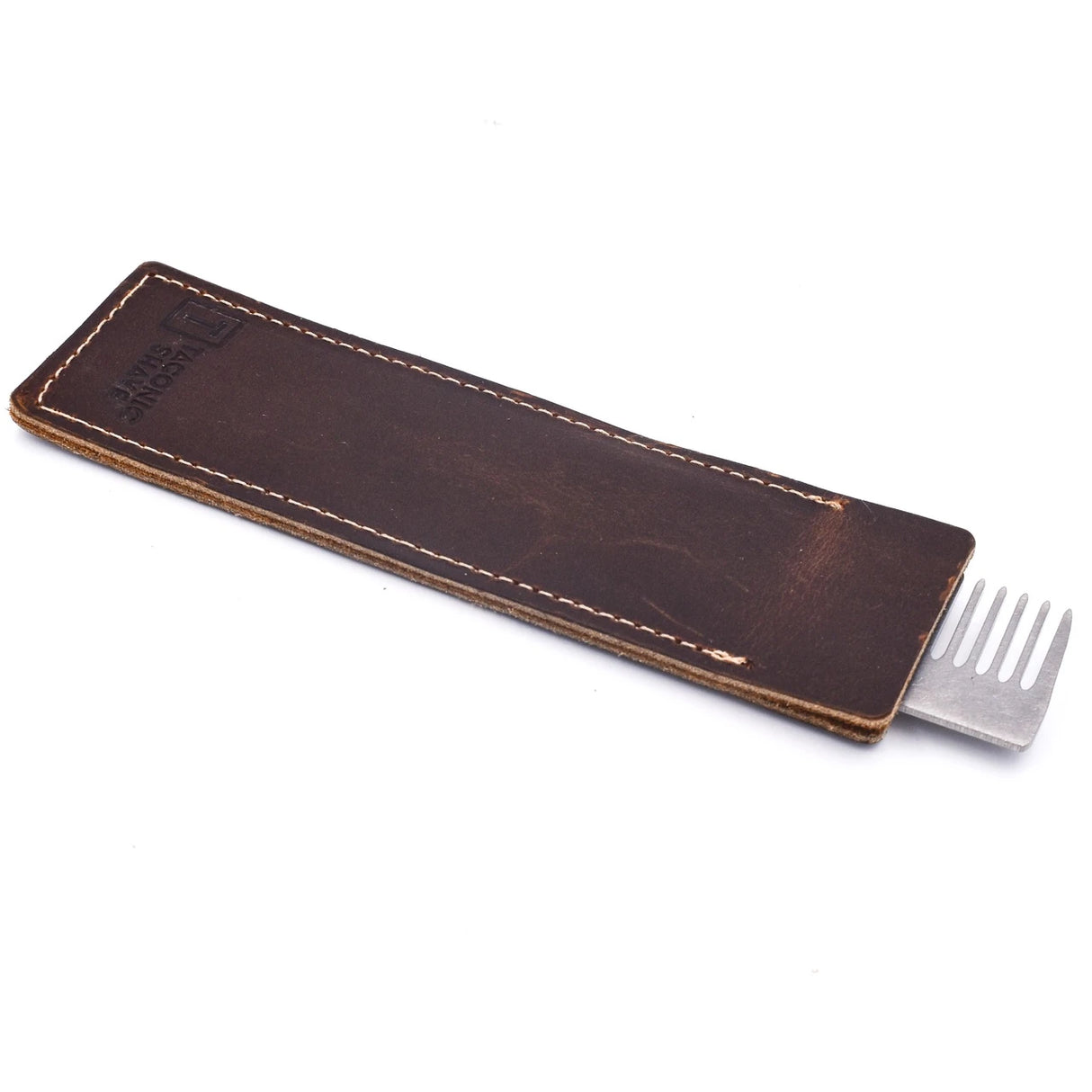 Taconic Shave Premium Stainless Steel Pocket Comb and Leather Case Made in USA
