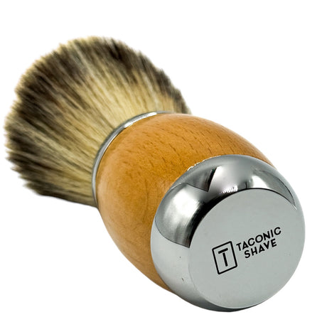 Taconic Shave Wood & Chrome Handle Synthetic Shave Brush & Stand