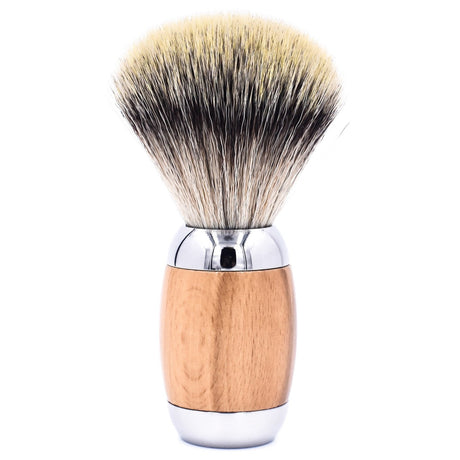 Taconic Shave Wood & Chrome Handle Synthetic Shave Brush & Stand