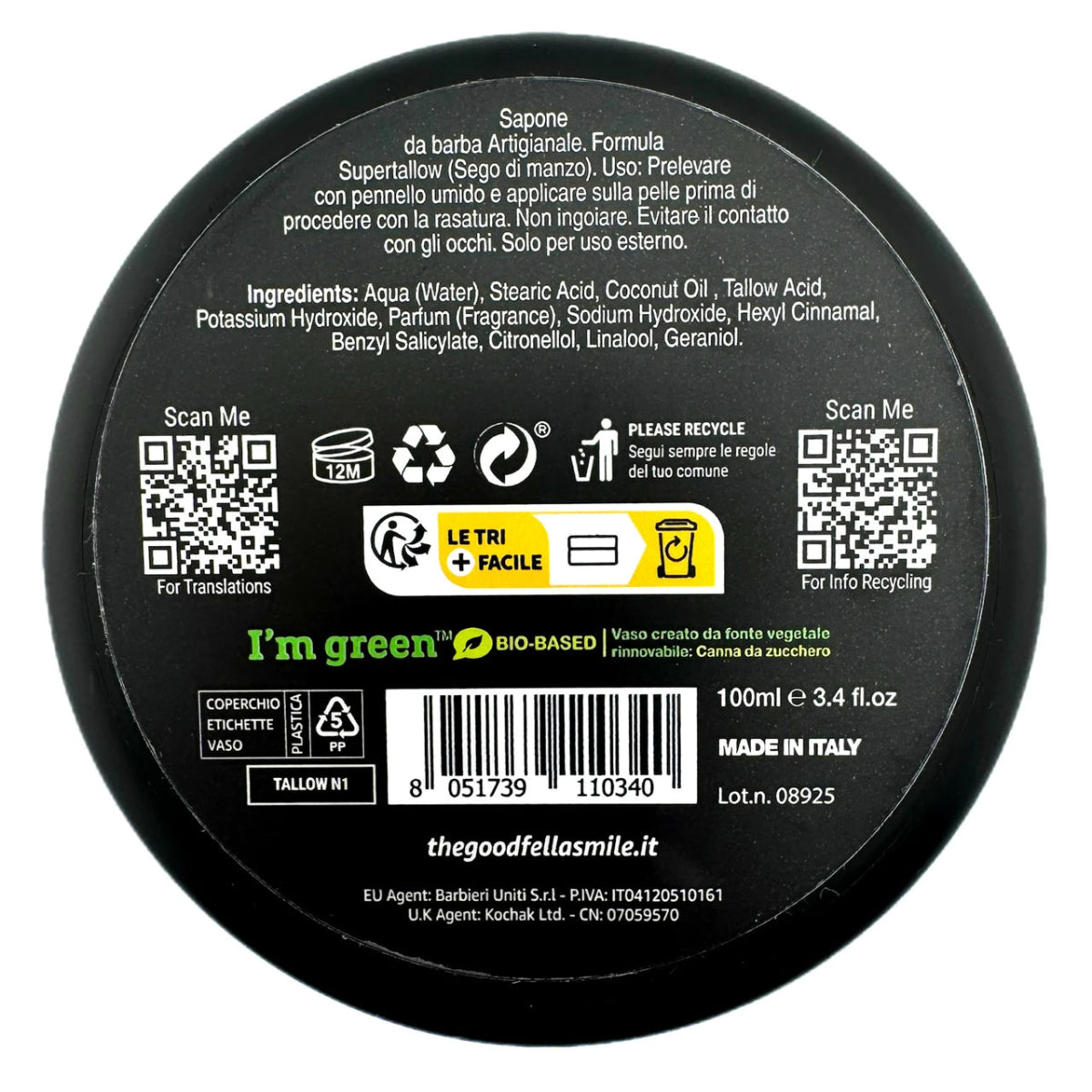 The GoodFellas Smile Tallow N1 Shaving Soap 3.4oz