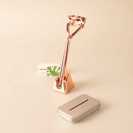 The Leaf Pivoting Head Razor KIT - Rose Gold - 4 Piece Kit