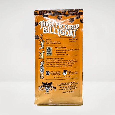 Raven's Brew Three Peckered Billy Goat Whole Bean Coffee 12oz