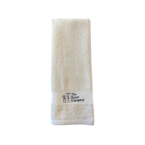 TRC Luxury Shaving Towel Beige Terry w/ Black Embroidery