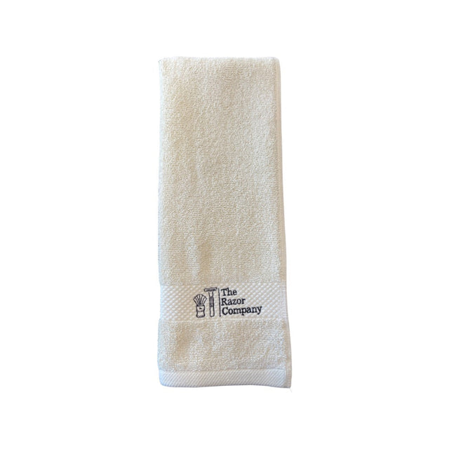 TRC Luxury Shaving Towel Beige Terry w/ Black Embroidery