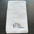 TRC Luxury Shaving Towel White Turkish Cotton w/ Black Embroidery