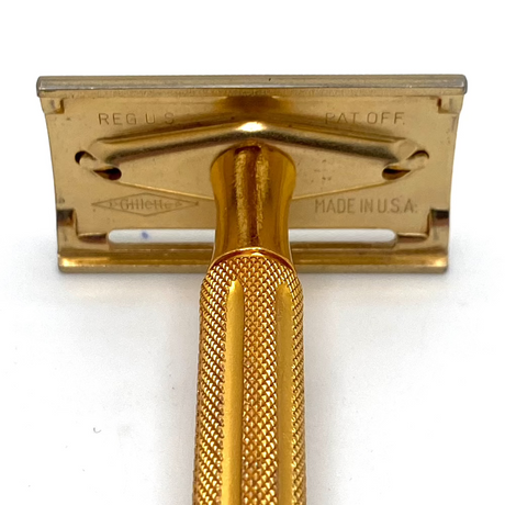 Vintage 1946 Gillette Gold Contract Tech Double Edge Safety Razor