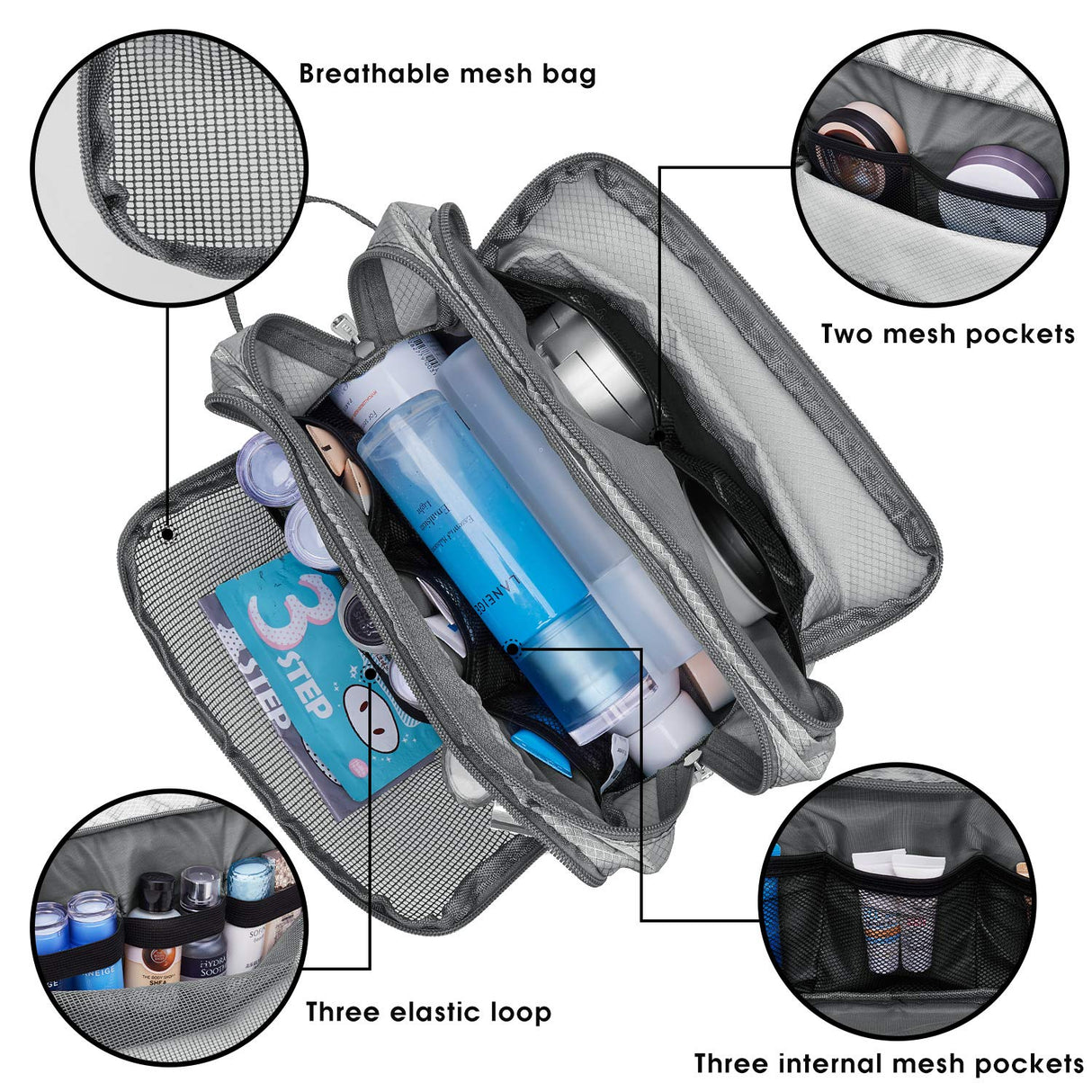 Wandf - Shaving and Grooming Travel Dopp Kit - Grey