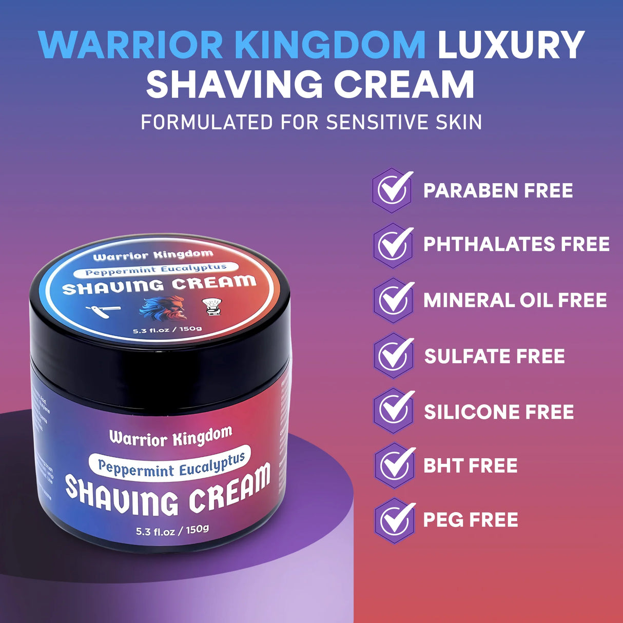 Wholly Kaw Warrior Kingdom Shaving Cream Peppermint Eucalyptus 5.3oz
