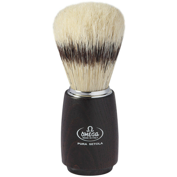 Omega Boar Bristle Shaving Brush - Badger Effect - With Ash Wood Handle. 11712