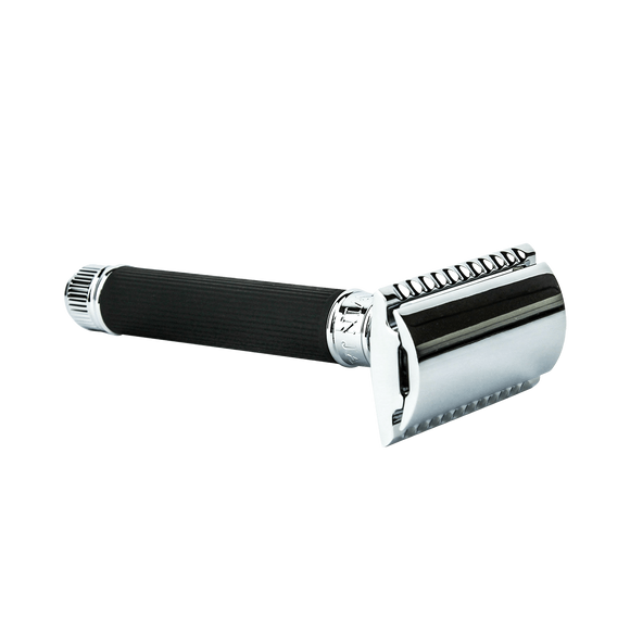 Edwin Jagger DE86RC14BL Double Edge DE  Safety Razor w/ Rubberized Handle