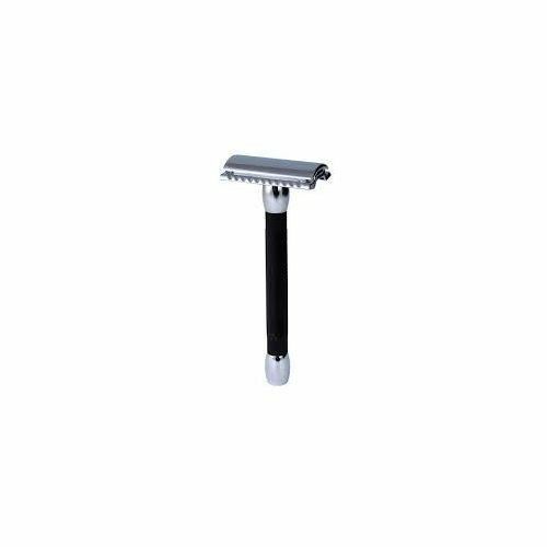 Merkur 20C Classic Double-Edge Safety Razor, Extra-Long Matte Black Handle