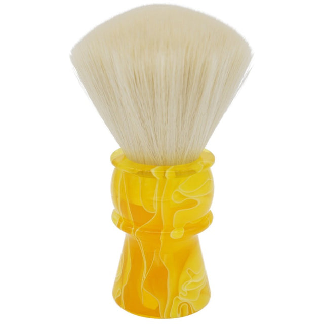Shave Co. - 30mm Cashmere Fan - Synthetic Shaving Brush - Semi-Transparent Yellow Handle