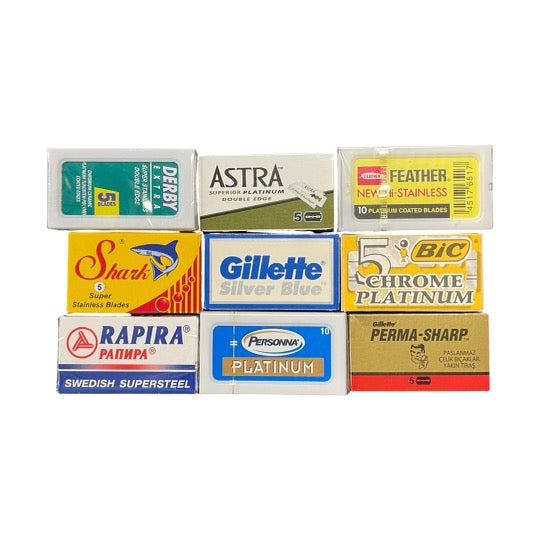 Beginner Double Edge Razor Blade Sample Pack - Try Different Levels of Agression/Efficiency -