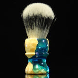 Brü - Ukrainian Blond Maple Burl (Peacock Blue) - 24mm Synthetic Brush