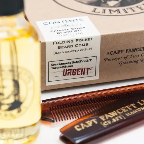 Captain Fawcett's - Private Stock Beard Oil & Folding Pocket Beard Comb