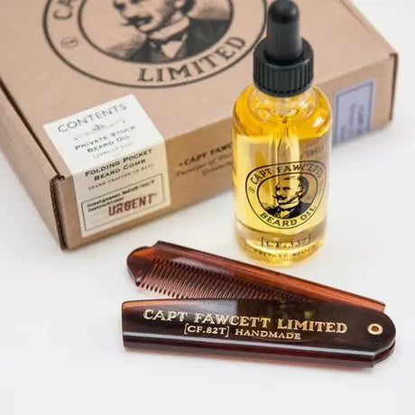 Captain Fawcett's - Private Stock Beard Oil & Folding Pocket Beard Comb