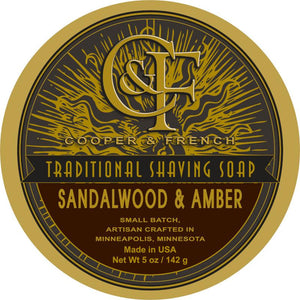 Cooper & French - Sandalwood & Amber Shaving Soap - 5oz