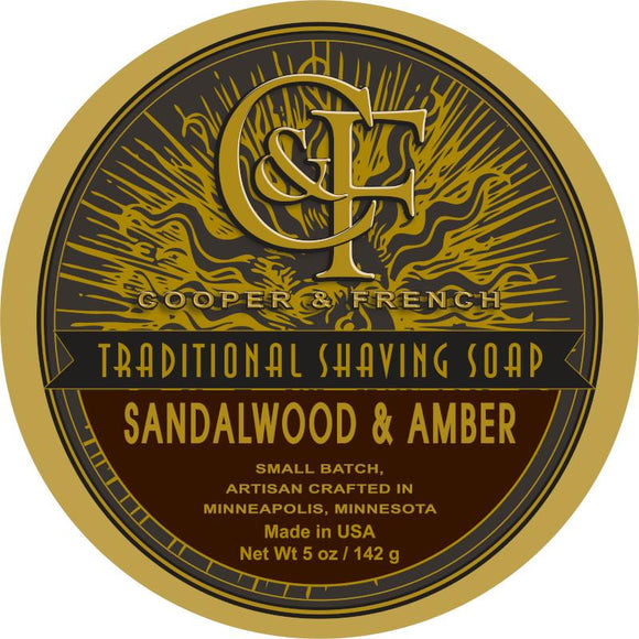 Cooper & French - Sandalwood & Amber Shaving Soap - 5oz