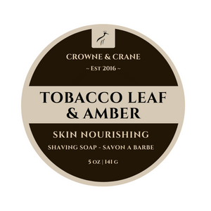 Crowne and Crane - Artisan Shaving Soap - Tobacco Leaf and Amber