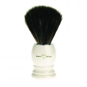 Edwin Jagger 21P27  Imitation Ivory Shaving Brush (Black Synthetic Fiber)