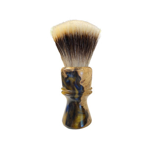 Elite Razor - Amboyna with Blue and Gold Custom Shaving Brush - 26mm Manchurian Badger White Fan Knot