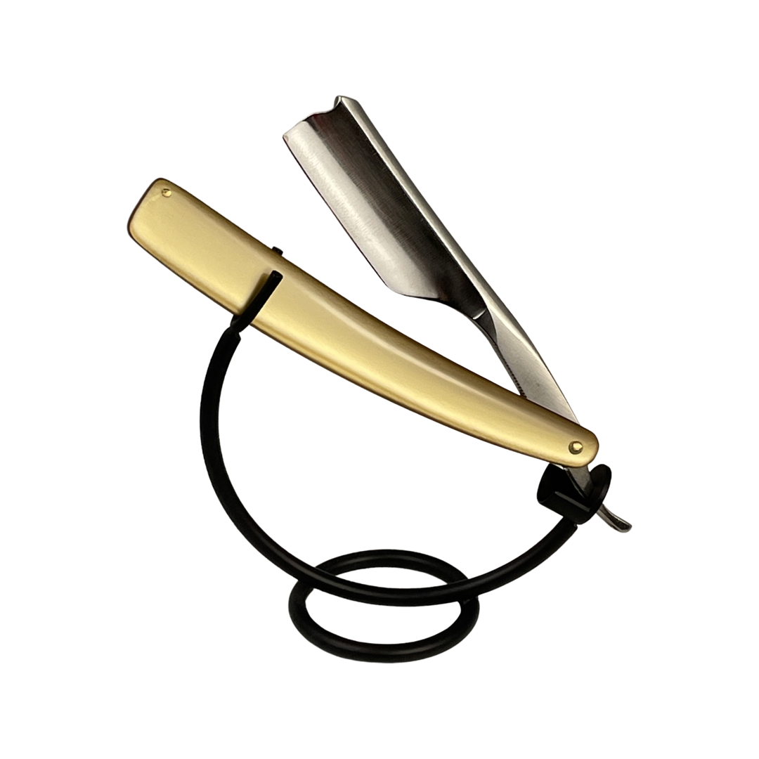 JJ Shorty - 6/8 Straight Razor with Barber Notch - Honey Acrylic Scales (Shave Ready)