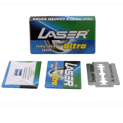 Laser - Ultra Stainless Steel Double Edge Blades - Pack of 10 Blades