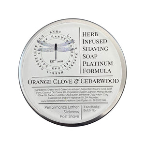 Lisa's Natural Herbal Creations - Orange Clove and Cedarwood - Herb Infused Shaving Soap - Platinum Formula