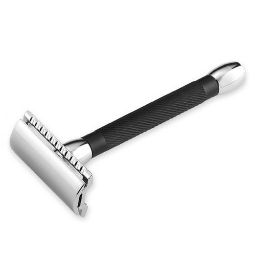 Merkur 20C Classic Double-Edge Safety Razor, Extra-Long Matte Black Handle