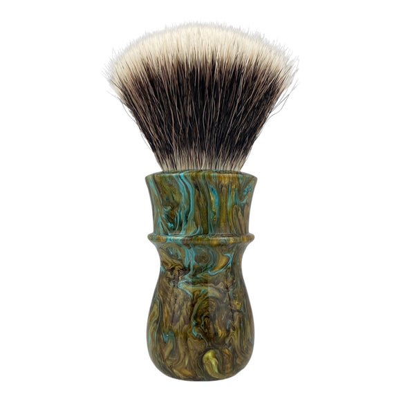 Maritime Brush Co. - Notho - 24mm Clear Maple Burl (Blue and Orange) - Premium G5C Fan Synthetic (SHD) Knot
