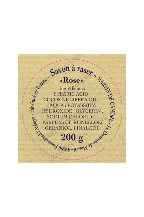 Martin de Candre Rose Shaving Soap 200g  - Artisan Soap & 100% Vegan    Description LIMITED EDITION Martin de Candre Rose Shaving Soap Of all the Rose scented products around this is truest to what a Rose scent should smell like, it’s pungent, sensual and pleasing. A scent for all seasons and occasions that men and women of all ages will appreciate. Martin de Candre Shaving Soaps are made in rural France by artisan soap makers that take an obvious pride in the work they do.