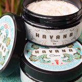 Havana is an intoxicatingly fresh and masculine scent mix of Tobacco and Bergamot, with middle notes of Vetiver, Spice, Musk, Warm Vanilla, and Aged Teak wood.  Perfect for relaxed summer days or late nights out, Havana is a complex blend that will surely become a staple in any man's shave collection. 6 months of hard work went into the development of this unique and exotic shave soap. We hope you enjoy it!