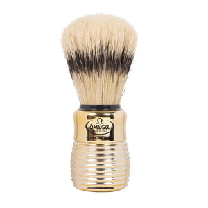 Omega - 11205 Boar Bristle Shaving Brush - 24mm Gold Beehive style handle