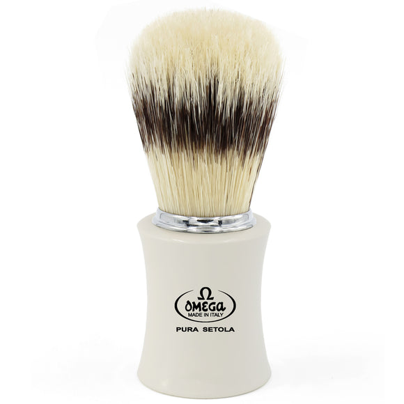 Omega - 11869 Boar Bristle Shaving Brush - 24mm White Handle